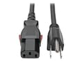 Tripp Lite Computer Power Cord, NEMA 5-15P to Locking C13 - 10A, 125V, 18 AWG, 1 ft., Black, P006-L01, 36206262, Power Cords Tripp Lite Computer Power Cord, NEMA 5-15P to Locking C13 - 10A, 125V, 18 AWG, 1 ft., Black, P006-L01, 36206262, Power Cords