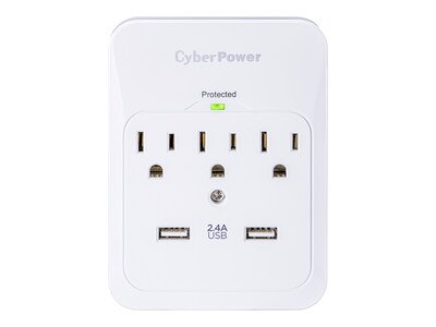 CyberPower Professional Series Home Office Surge Protector 600 Joules (3) Outlets, CSP300WUR1, 17341670, Surge Suppressors