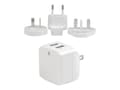 StarTech.com Dual-port USB Wall Charger w  International Travel Adapters, 17W 3.4A, White, USB2PACWH, 19250421, Battery Chargers