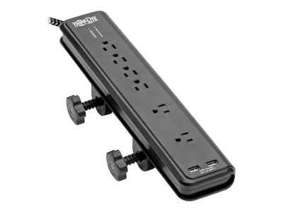 Tripp Lite Safe-IT 6-Outlet Surge Protector - 2 USB Ports, 8 ft. Cord, 5-15P Plug, TLP608DMUAM, 41290228, Surge Suppressors
