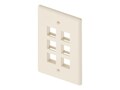 UNC 6-Port Wall Plate, Single Gang, Ivory, WP-6P-IVY, 20078657, Premise Wiring Equipment