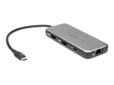 Rocstor USB-C 8-in-1 Dual HDMI Display Portable Dock with 100W Power Delivery, Y10P030-S1                    , 41896954, Docking Stations & Port Replicators