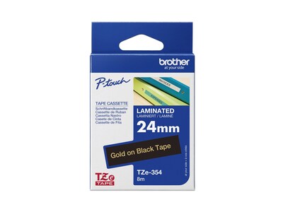 Brother 0.94 x 26.2' TZe354 Gold on Black Tape for P-Touch 8m, TZE-354, 12428021, Paper, Labels & Other Print Media Brother 0.94 x 26.2' TZe354 Gold on Black Tape for P-Touch 8m, TZE-354, 12428021, Paper, Labels & Other Print Media
