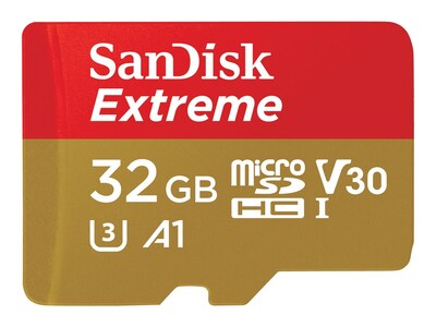 SanDisk 32GB Extreme microSDHC Flash Memory Card with SD Adapter, SDSQXVF-032G-AN6MA, 32475191, Memory - Flash