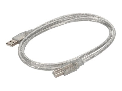 AddOn USB 2.0 (A) Male to USB 2.0 (B) Male Cable, Clear, 6ft, USBEXTAB6CLR, 41059641, Cables