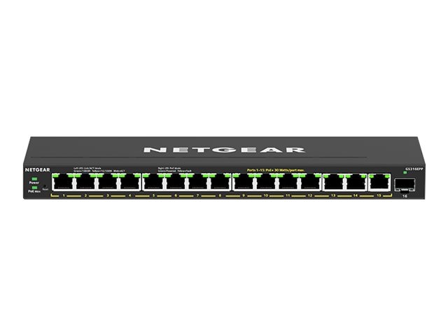 Netgear 16-port DM WM High-Power 231W PoE+ GbE+ Switch 15xGbE