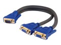 C2G Ultima HD15M to Dual HD15F SXGA Monitor Y-Cable, 1ft, 29610, 454942, Cables