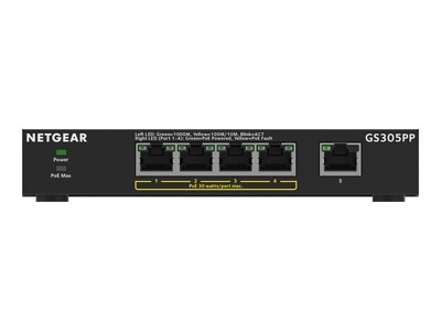 Netgear GS305PPv3 - 5 Port Gigabit Ethernet SOHO Unmanaged Switch with 4-Ports PoE+ (83W), GS305PP-300NAS, 41688249, Network Switches