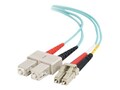 C2G LC-SC 10GB 50 125 OM3 Multimode Duplex PVC Fiber Optic Cable, Aqua, 15m, 01130, 31814621, Cables