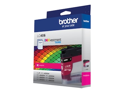 Brother Magenta INKvestment Tank LC406 Standard Yield Original Ink Cartridge , LC406MS, 41344021, Ink Cartridges & Ink Refill Kits - OEM Brother Magenta INKvestment Tank LC406 Standard Yield Original Ink Cartridge , LC406MS, 41344021, Ink Cartridges & Ink Refill Kits - OEM