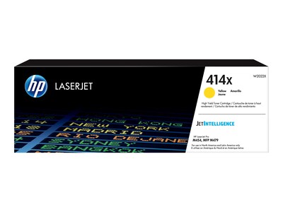 HP 414X (W2022X) High Yield Yellow Original LaserJet Toner Cartridge , W2022X, 37145211, Toner and Imaging Components - OEM