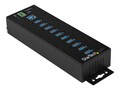 StarTech.com 10 Port USB Hub with Power Adapter - Metal Industrial Hub USB 3.0 5Gbps Data - Mountable, HB30A10AME, 37654534, USB & Firewire Hubs