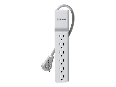 Belkin 6-Outlet 720J Rotating Plug Surge Protector w  6ft Cord - White , BE106001-06R, 11134573, Surge Suppressors