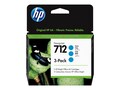 HP 712 3ED77A Cyan 3 pack DesignJet ink, 3ED77A, 41172516, Ink Cartridges & Ink Refill Kits - OEM