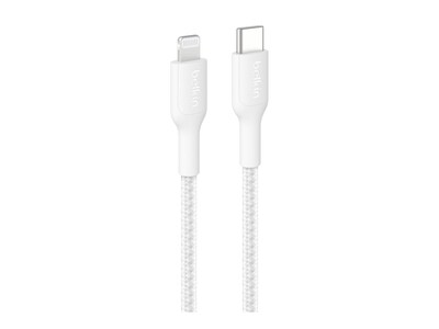 Belkin Braided USB-C to Lightning Connector M M Cable, White, 1m, CAA022FQ1MWH                  , 42077768, Cables