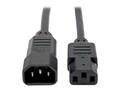 Tripp Lite AC Power Extender Cord IEC-320 C14 to IEC-320 C13 100-250V 10A 18AWG SJT Black 3ft, P004-003, 16275800, Power Cords