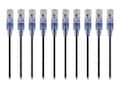 Monoprice SlimRun Cat6A UTP Snagless Ethernet Network Patch Cable, Black, 10ft, 10-pack, 15165, 41368140, Cables