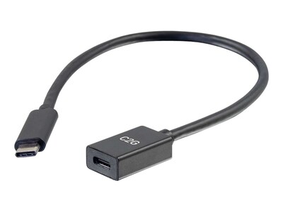 C2G 5Gbps USB Type C to USB 3.1 Type C M F Extension Cable, Black, 1ft, 28655, 36784530, Cables