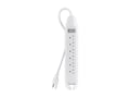 Belkin 6-Outlet Straight Plug Power Strip w  12ft Cord, On-Off Switch - White , F9D160-12, 8877341, Power Strips