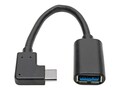 Tripp Lite Right Angle Thunderbolt 3 USB Type-C to Type-A F M Adapter Cable, Black, 6, U428-06N-F-CRA, 36303951, Adapters & Port Converters