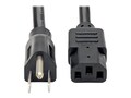 Tripp Lite Heavy-Duty Power Cord, C-13 to 5-15P, Black, 2ft, P007-002, 9757405, Power Cords
