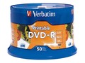 Verbatim 16x 4.7GB DVD-R White Inkjet Printable DVD-R Media (50-pack Spindle), 95137, 30905089, DVD Media