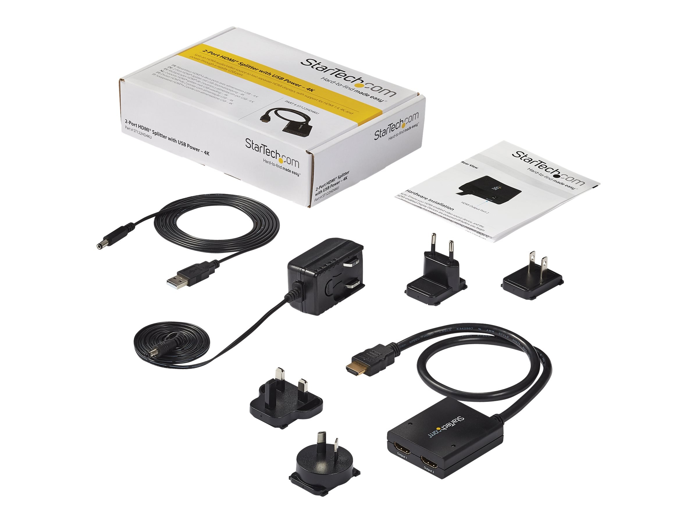 olie Arashigaoka Elendighed StarTech.com 2-Port 4K HDMI Cable Splitter – USB or Power (ST122HD4KU)