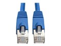Tripp Lite Cat6a 10G-Certified Snagless Shielded STP PoE Network Patch Cable, Blue, 35ft, N262-035-BL, 34506309, Cables