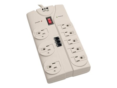 Tripp Lite Protect It! Surge (8) Outlet (6 Transformers) 8ft Cord 2160 Joules, TLP808TEL, 223875, Surge Suppressors
