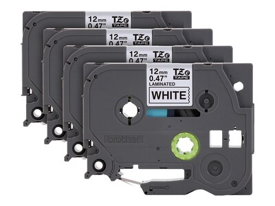 Brother 0.47 x 26.2' TZe-231 Black Print on White Laminated Label Tape for P-touch Label Maker (4 pack), TZE2314PKB, 41709838, Paper, Labels & Other Print Media