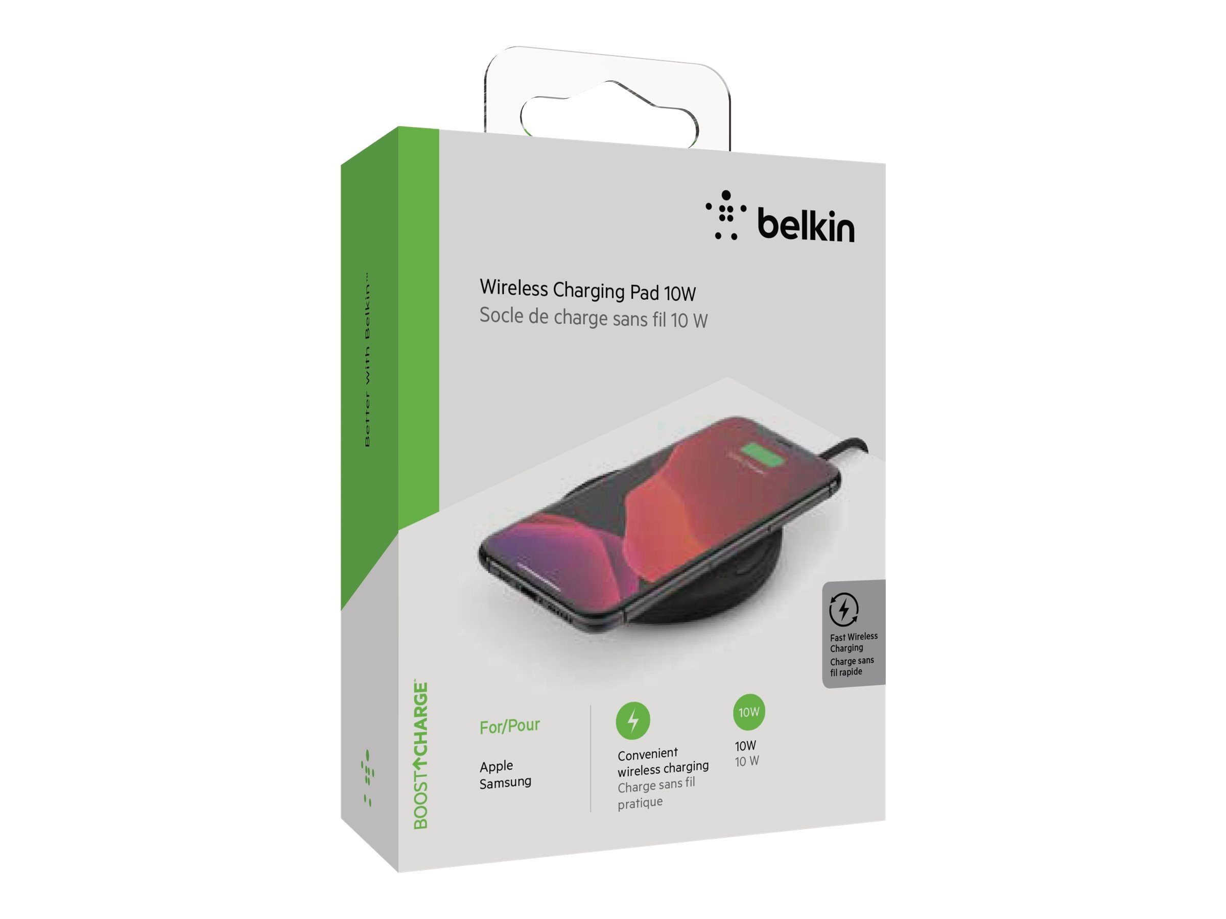 Belkin BoostCharge wireless charging pad - + AC power adapter - 10 Watt -  WIA001TTBK - Cell Phone Accessories 