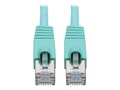 Tripp Lite Cat6a 10G-Certified Snagless Shielded STP PoE Network Patch Cable, Aqua, 2ft, N262-002-AQ, 41148374, Cables