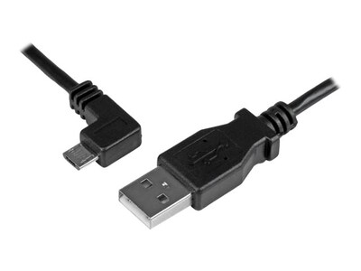 StarTech.com Left Angle Micro USB to USB Type A M M Cable, Black, 1m, USBAUB1MLA, 30785081, Cables