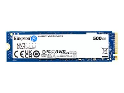 Kingston 500GB NV3 PCIe 4.0 x4 NVMe M.2 2280 Internal Solid State Drive, SNV3S/500G                    , 41835556, Solid State Drives - Internal