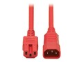 Tripp Lite Heavy Duty Computer Power Cord, 15A, 14AWG IEC-320-C14 to IEC-320-C15, Red, 6ft, P018-006-ARD, 33094040, Power Cords