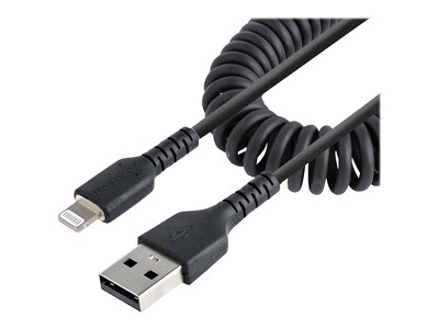 StarTech.com USB to Lightning MFi Certified Coiled  Charger Cable, Black, 50cm, RUSB2ALT50CMBC, 41382739, Cables