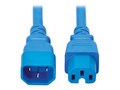 Tripp Lite 14AWG 15A 250V C14 to C15 Heavy-Duty Power Cord, Blue, 10ft, P018-010-ABL, 41714244, Power Cords