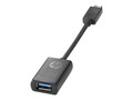 HP USB Type C (USB-C) to USB 3.0 Type A M F Adapter, Black, N2Z63AA#ABA, 30910048, Adapters & Port Converters