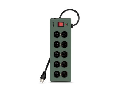 Belkin 10-Outlet 885J Straight Plug Metal Surge Protector w  15ft Cord, On-Off Switch - Gray - 20% off Instant Savings, F9D1000-15, 8473996, Surge Suppressors