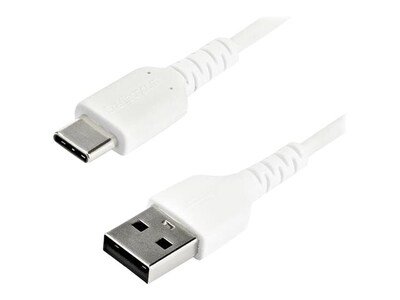 StarTech.com 3A Durable Fast Charge & Sync Aramid Fiber USB-A to USB-C Charging Cable, White, 2m, RUSB2AC2MW, 37873702, Cables
