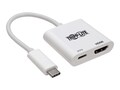 Tripp Lite Thunderbolt 3 Compatible USB 3.1 Gen 1 USB-C 4K @60Hz Adapter with PD Charging, White, U444-06N-H4K6WC, 36695617, Adapters & Port Converters