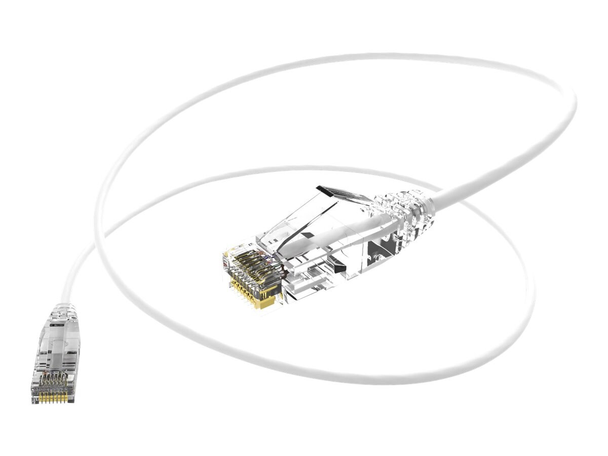 UNC CAT6 28AWG Clearfit Slim Snagless Patch Cable, White, 30ft 