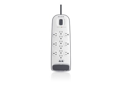 Belkin 12-Outlet 3000J Right Angle Plug Surge Protector w  8ft Cord - Tel Prot - White, BV112234-08, 11583926, Surge Suppressors