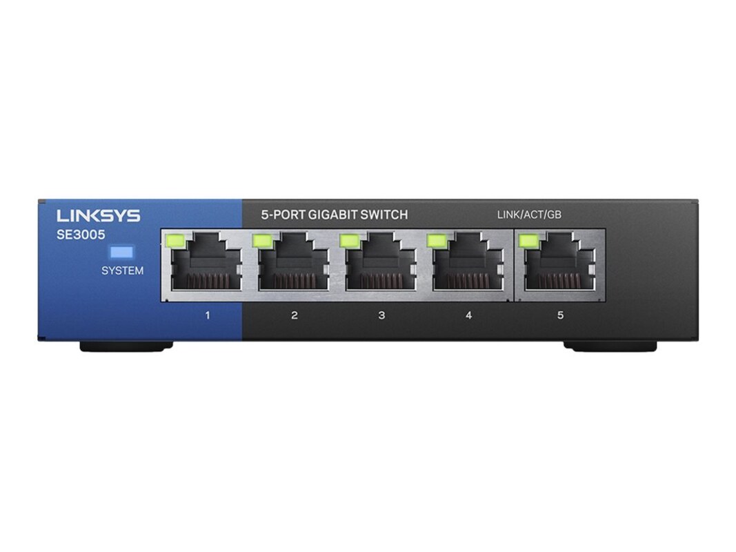 Linksys 5-Port Gigabit Ethernet Switch Black/Blue SE3005 - Best Buy