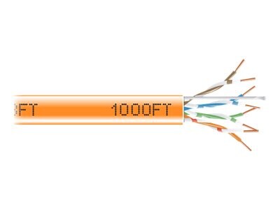 Black Box Cat6 GigaTrue 550MHz PVC Solid Bulk Cable, Orange, 1000ft, EYN866A-PB-1000, 13525578, Cables