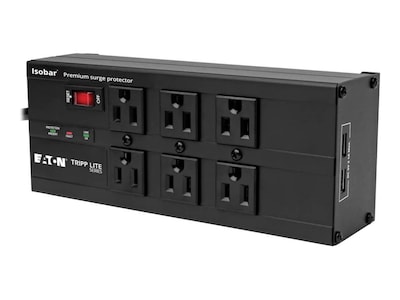 Tripp Lite 3840J Isobar (6) Outlet Surge Protector w 2 USB Ports, Right-Angle Plug, Metal Housing, 10 ft. Cord, IBAR6ULTRAUSBB, 36234183, Surge Suppressors Tripp Lite 3840J Isobar (6) Outlet Surge Protector w 2 USB Ports, Right-Angle Plug, Metal Housing, 10 ft. Cord, IBAR6ULTRAUSBB, 36234183, Surge Suppressors