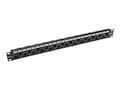 Tripp Lite 24-Port 1RU Cat5e 6 Offset Feed-Through Patch Panel w Cable Mngmnt, RJ45 Ethernet, TAA, N254-024-OF, 34890953, Patch Panels