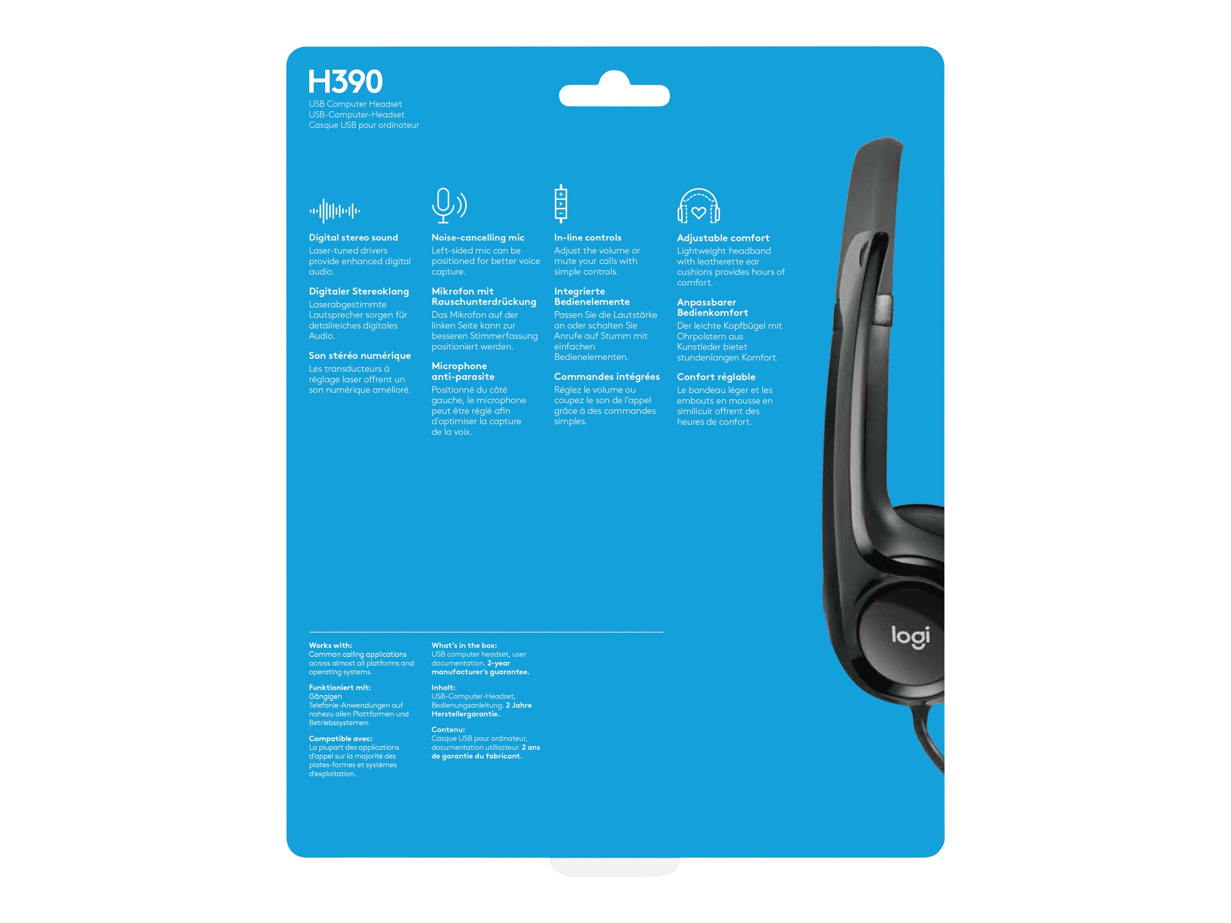 Logitech USB Headset H390 - headset - 981-000014 - Headphones 