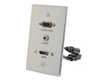 C2G HDMI, VGA + 3.5mm Pass Through Single Gang Wall Plate, Aluminum, 60144, 17649990, Premise Wiring Equipment