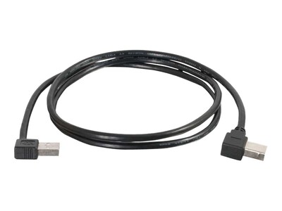 C2G USB 2.0 Right Angle A B Cable, 3m, Black, 28111, 13014153, Cables